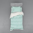 thumbnail image 1 of Ambesonne Chevron Bedding Set 3 Pcs, Abstract Zigzag Tribal, Twin, Teal White, 1 of 2