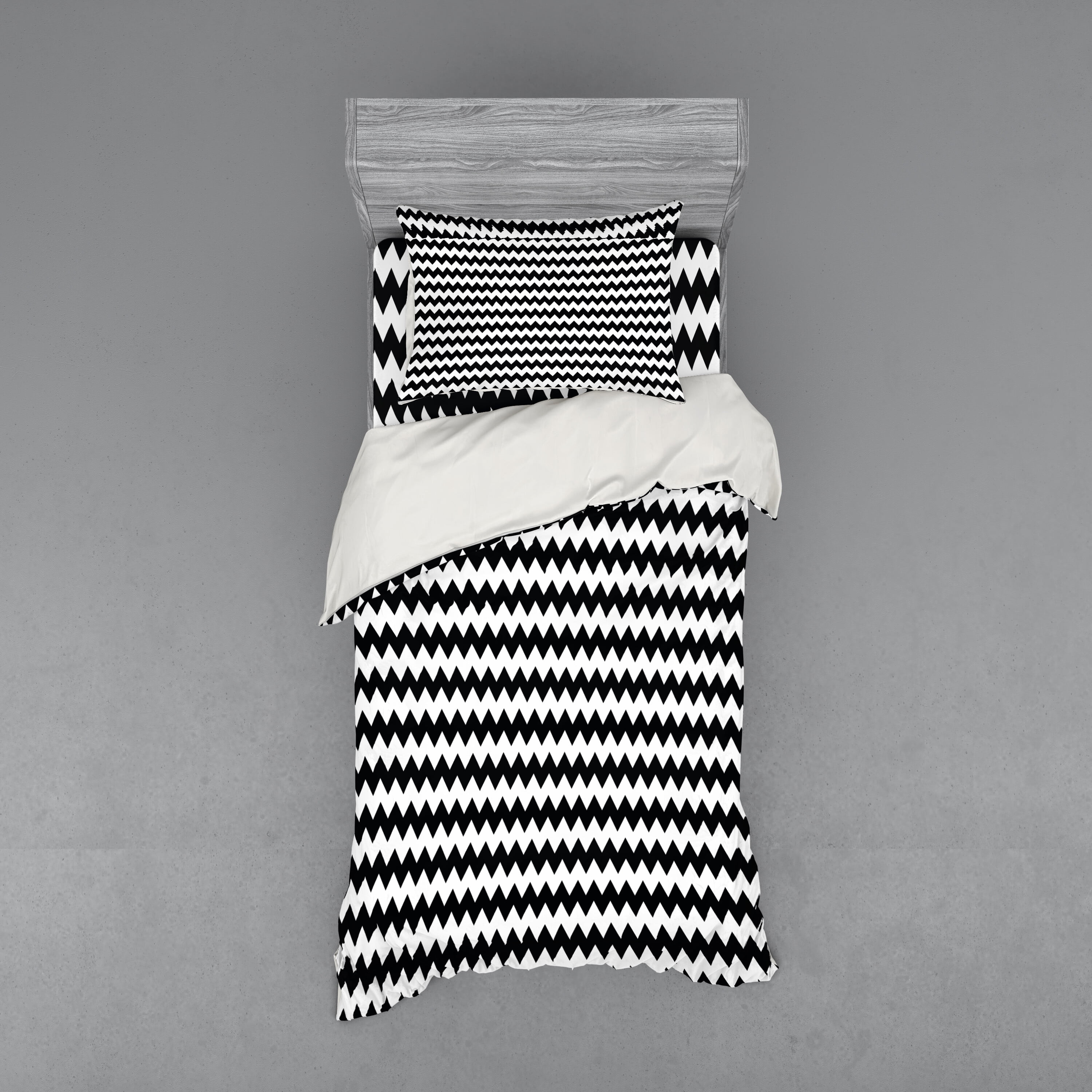 Twin XL Black and White Chevron Duvet Cover Set