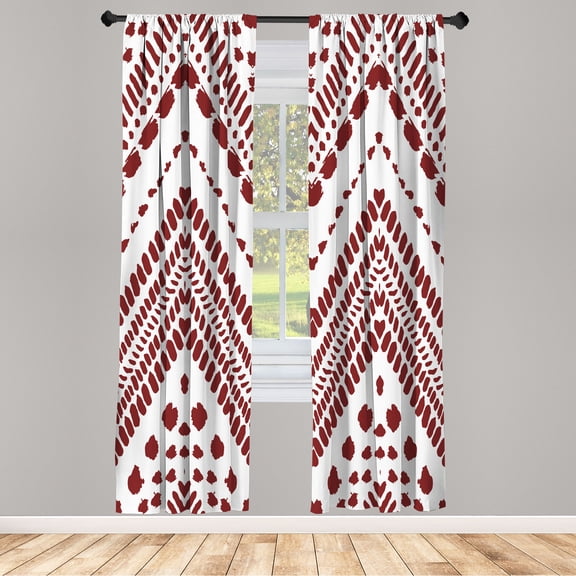 Ambesonne Chevron Curtains, Aztec Pattern Motif Print, Pair of 28"x63", White Burgundy