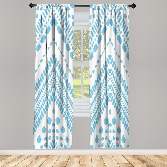 Ambesonne Chevron Curtains, Aztec Pattern Motif Print, Pair of 28"x84", Pale Sky
