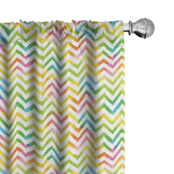 Ambesonne Chevron Curtains, Colorful Geometrical, Pair of 28"x84", Multicolor