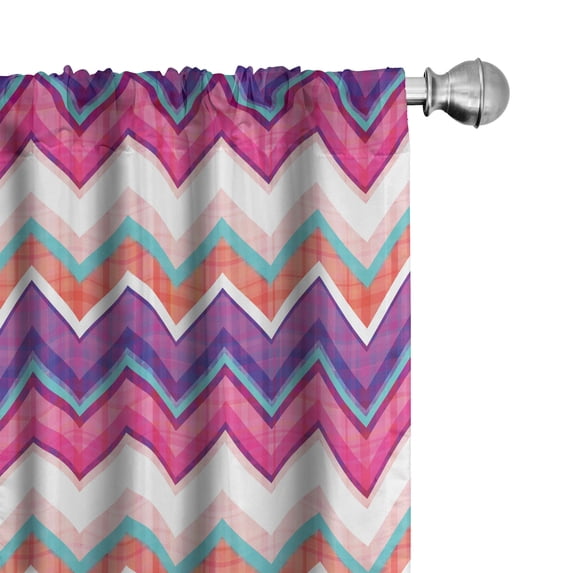 Ambesonne Chevron Curtains, Colorful Groovy Art, Pair of 28"x63", Multicolor