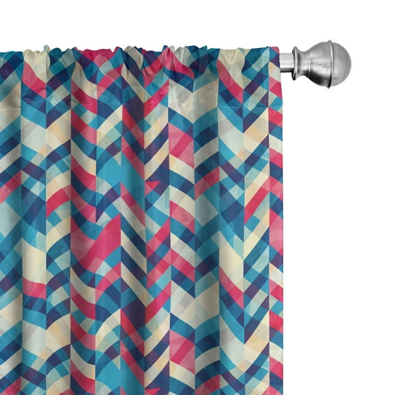 Ambesonne Chevron Curtains, Downward Parallel Lines, Pair of 28"x95", Multicolor