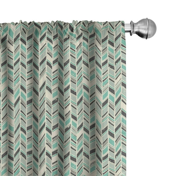 Ambesonne Chevron Curtains, Grunge Zigzag Design, Pair of 28"x84", Multicolor
