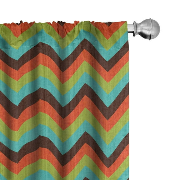 Ambesonne Chevron Curtains, Royal, Pair of 28"x95", Multicolor