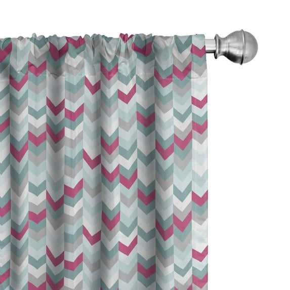 Ambesonne Chevron Curtains, Symmetric Stripes Arrow, Pair of 28"x95", Turquoise Pale Grey