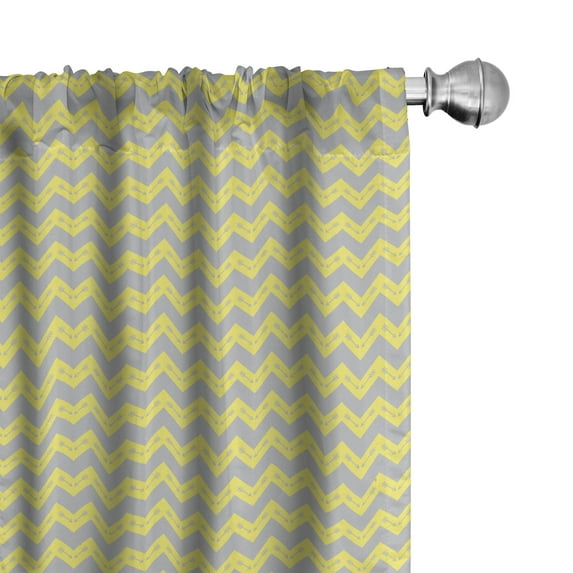 Ambesonne Chevron Curtains, Tribal, Pair of 28"x95", Yellow Pale Grey