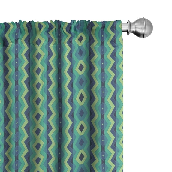 Ambesonne Chevron Curtains, Vintage Geometrical, Pair of 28"x95", Pale Green Sea Green