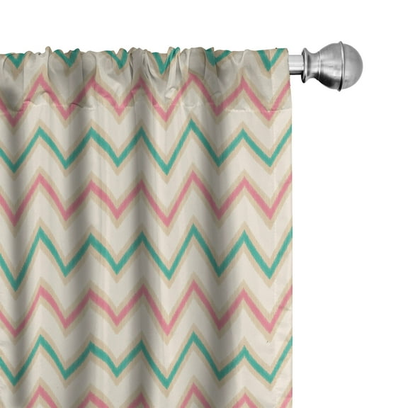 Ambesonne Chevron Curtains, Vintage Insignia, Pair of 28"x63", Pink Cream Green