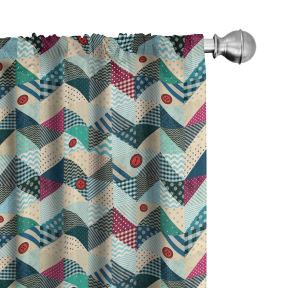 Ambesonne Chevron Curtains, Vintage Patchwork Art, Pair of 28"x95", Multicolor