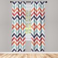 thumbnail image 1 of Ambesonne Chevron Curtains, Zigzag Lines Stripes, Pair of 28"x63", Blue Orange Red, 1 of 2