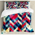 thumbnail image 1 of Ambesonne Chevron Duvet Cover Set, Downward Parallel Lines, 2-Calking, Multicolor, 1 of 7