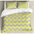 thumbnail image 1 of Ambesonne Chevron Duvet Cover Sets, Tribal, 2-Queen, Yellow Pale Grey, 1 of 7