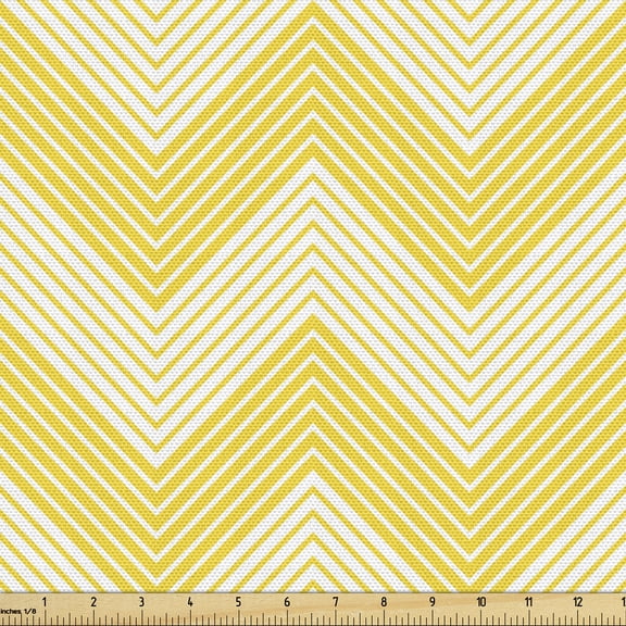 Ambesonne Chevron Fabric by the Yard Upholstery, Monotone Stripes Pattern, 1 Yard, Yellow and Pale Yellow