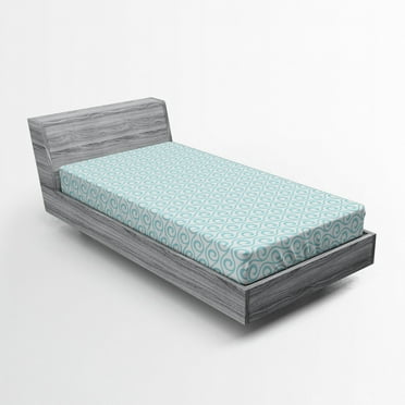 Ambesonne Chevron Fitted Sheet, Classic Compact Zigzags, Twin XL Size, Pale Blue White