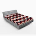 thumbnail image 1 of Ambesonne Chevron Fitted Sheet, Retro Abstract Stripes, Full Size, Pale Blue Navy Blue, 1 of 2