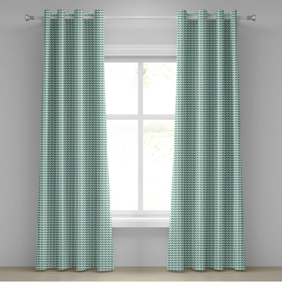 Ambesonne Chevron Grommet Curtain, Abstract Zigzag Tribal, 50" x 120", Teal White