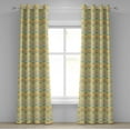 thumbnail image 1 of Ambesonne Chevron Grommet Curtain, Retro Zigzags Vertical, 50" x 84", Green Yellow Orange, 1 of 6