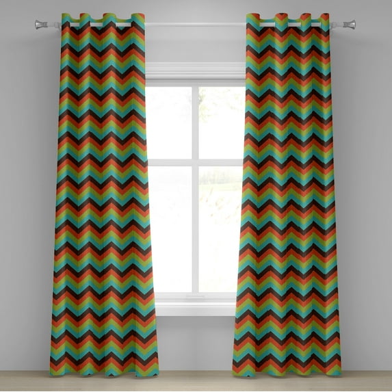 Ambesonne Chevron Grommet Curtain, Royal, 50" x 72", Multicolor