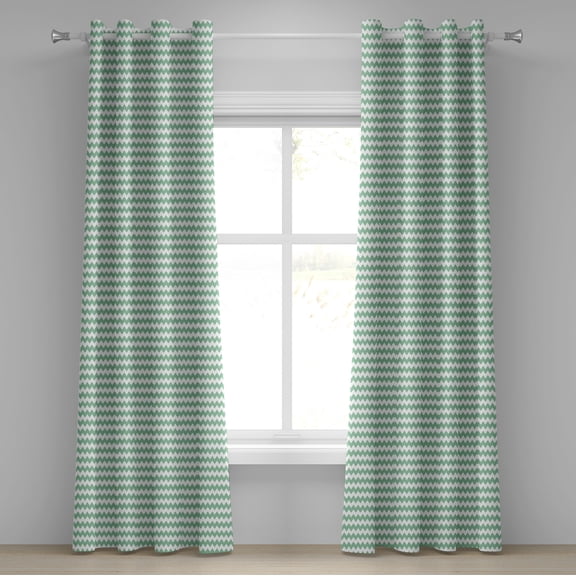 Ambesonne Chevron Grommet Curtain, Zigzag Twisty Modern, 50" x 72", White Jade Green