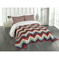 thumbnail image 1 of Ambesonne Chevron Quilted Bedspread Set 3 Pcs, Retro Abstract Stripes, Queen Size, Pale Blue Navy Blue, 1 of 5