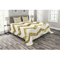 thumbnail image 1 of Ambesonne Chevron Quilted Bedspread Set 3 Pcs, Zigzag Pattern Modern, Queen Size, Pale Coffee White, 1 of 3