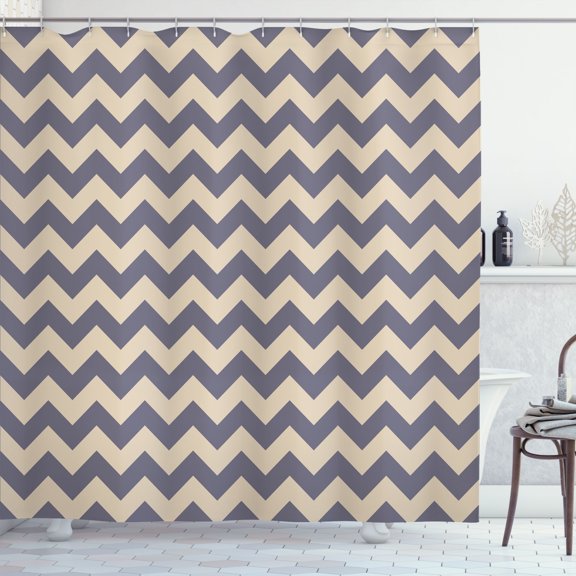Ambesonne Chevron Shower Curtain, Abstract Geometric Zigzag, 69"Wx70"L, Pastel Brown