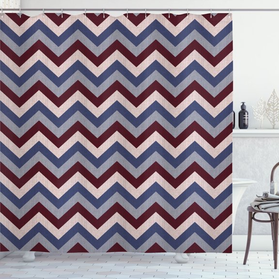 Ambesonne Chevron Shower Curtain, Abstract Retro Zigzag Print, 69"Wx84"L, Dark Ceil
