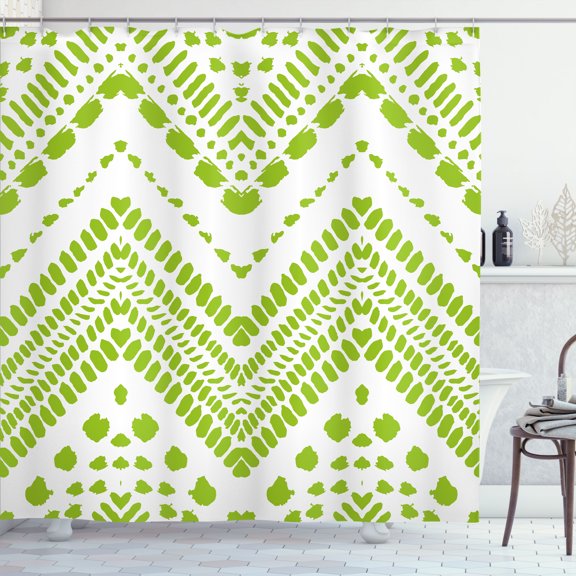 Ambesonne Chevron Shower Curtain, Aztec Pattern Motif Print, 69"Wx70"L, Yellow Green