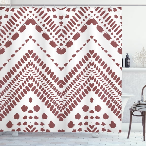Ambesonne Chevron Shower Curtain, Aztec Pattern Motif Print, 69"Wx84"L, Warm Taupe