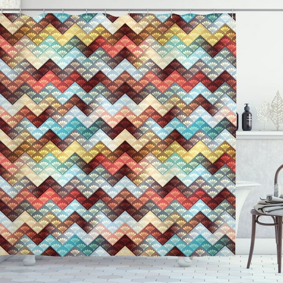 Ambesonne Chevron Shower Curtain, Ornate Baroque Floral, 69"Wx84"L, Multicolor