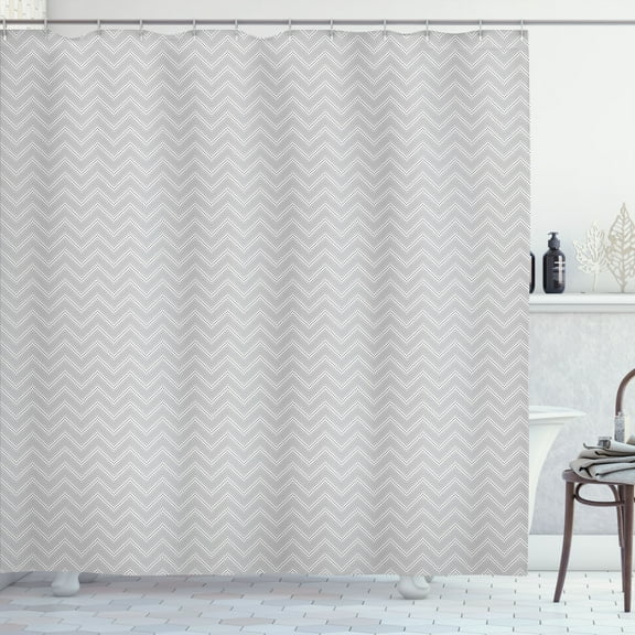 Ambesonne Chevron Shower Curtain, Triangles Consisting Dots, 69"Wx75"L, Dark Grey White