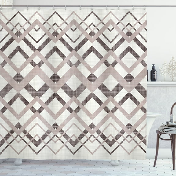Ambesonne Chevron Shower Curtain, Vintage Zigzag Stripes Art, 69"Wx70"L, Warm Taupe