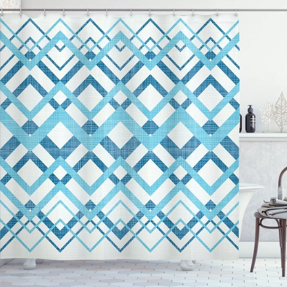 Ambesonne Chevron Shower Curtain, Vintage Zigzag Stripes Art, 69"Wx75"L, Petrol Blue