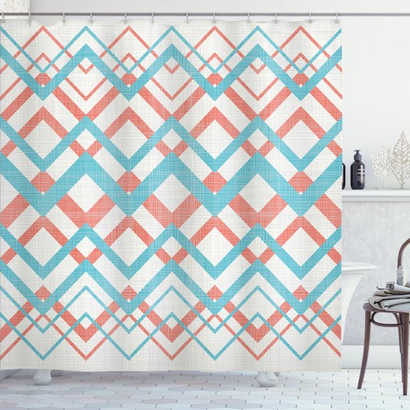 Ambesonne Chevron Shower Curtain, Zigzag Lines Classic Print, 69"Wx70"L, Burnt Sienna