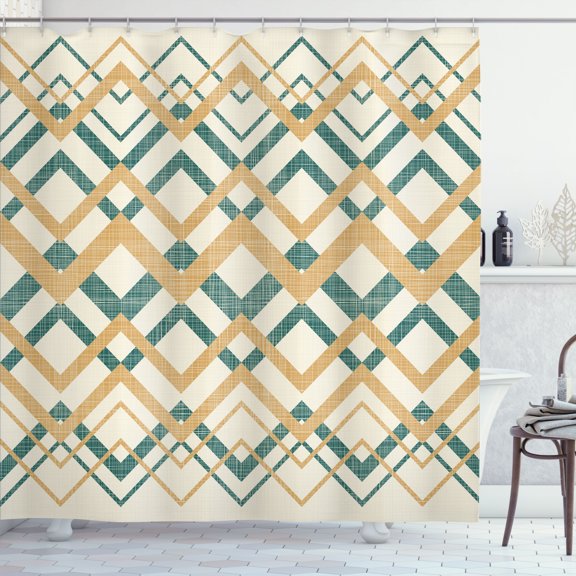 Ambesonne Chevron Shower Curtain, Zigzag Lines Classic Print, 69"Wx75"L, Sand Brown