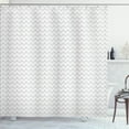 thumbnail image 1 of Ambesonne Chevron Shower Curtain, Zigzag and Vertical Lines, 69"Wx75"L, White and Pale Taupe, 1 of 5