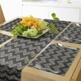 thumbnail image 1 of Ambesonne Chevron Table Runner & Placemats, Abstract Dashes Zigzags, Placemat 4 pcs + Runner 14"x90", Dark Taupe Grey and Tan, 1 of 2