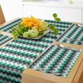thumbnail image 1 of Ambesonne Chevron Table Runner & Placemats, Symmetric Arrows Stripe, Placemat 4 pcs + Runner 16"x72", Jade Green Grey White, 1 of 2