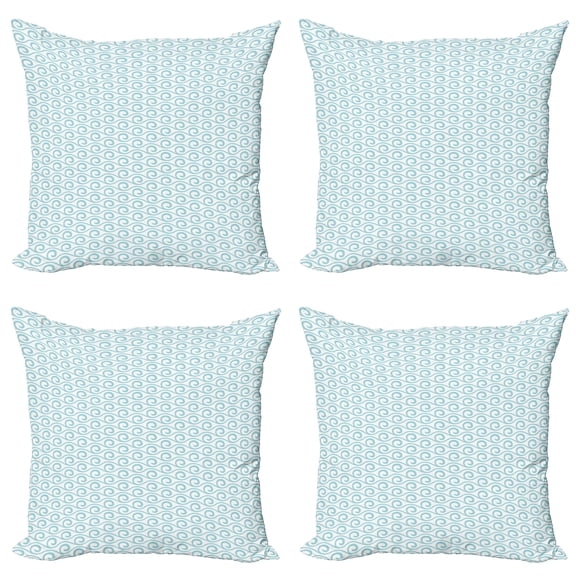 Ambesonne Chevron Throw Pillow Cover 4 Pack, Classic Compact Zigzags, 18", Pale Blue White