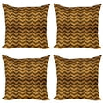 thumbnail image 1 of Ambesonne Chevron Throw Pillow Cover 4 Pack, Medieval Heraldry Motif, 16", Pale Brown, 1 of 5
