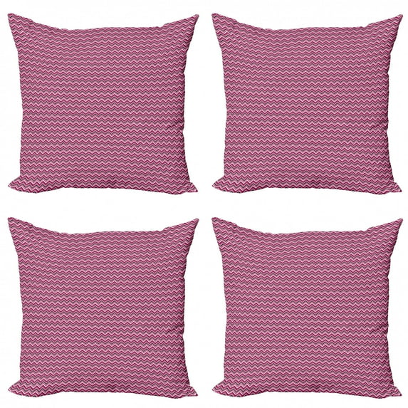 Ambesonne Chevron Throw Pillow Cover 4 Pack, Zig Zag Ikat Style, 18", Multicolor