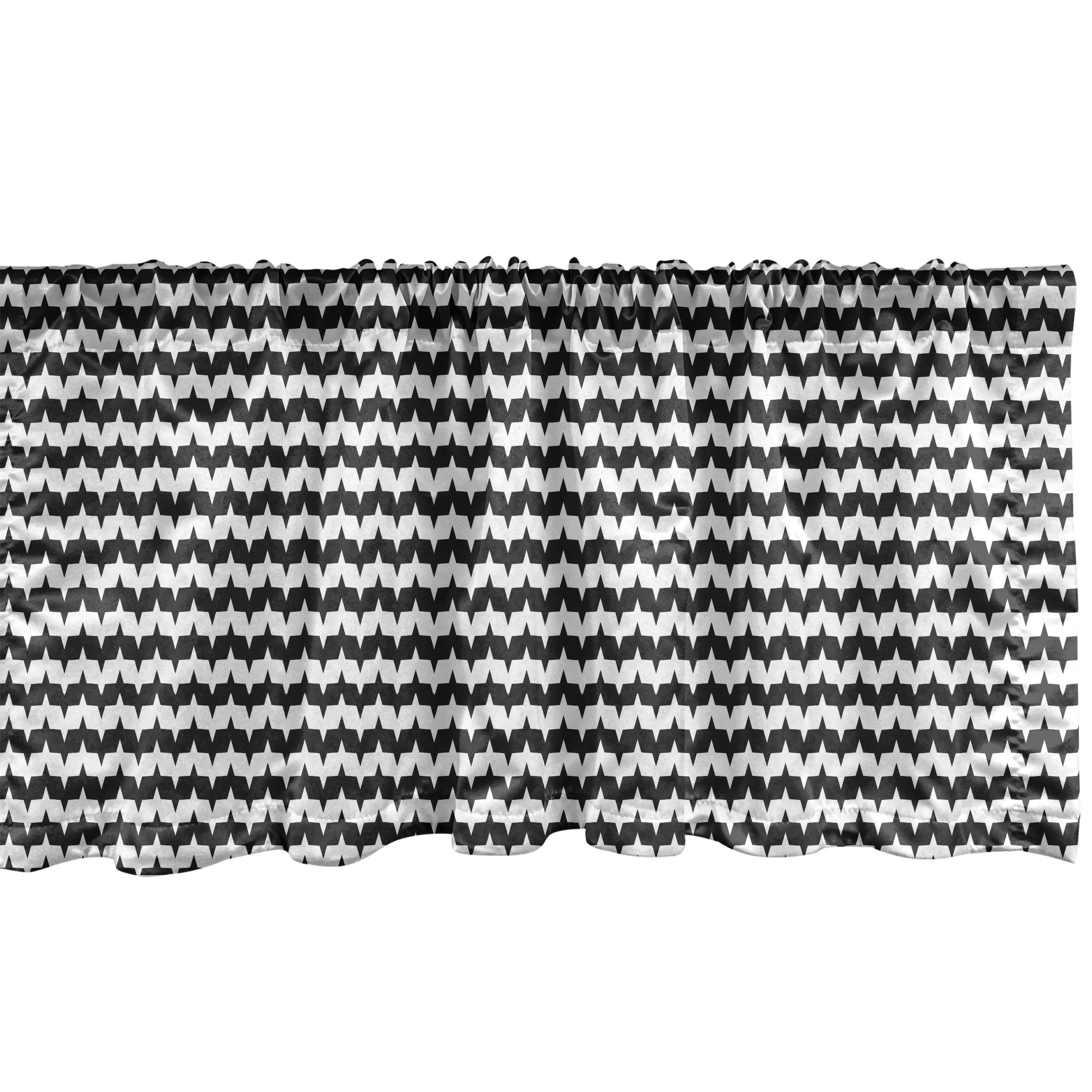 Charcoal Grey and White Chevron Rod Pocket Valance, 42" x 12"