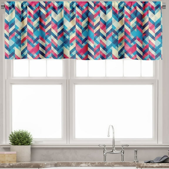 Ambesonne Chevron Valance Pack of 2, Downward Parallel Lines, 54"X18", Multicolor