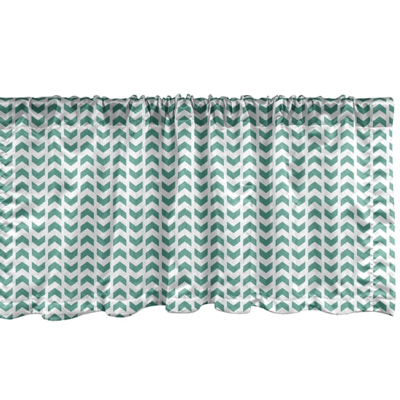 Ambesonne Chevron Window Valance, Abstract Zigzag Tribal, 42" x 12", Teal White