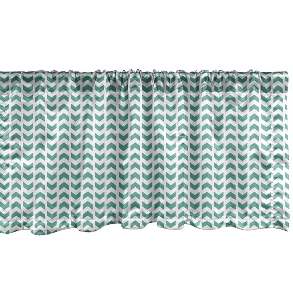 Ambesonne Chevron Window Valance, Abstract Zigzag Tribal, 54" X 12", Teal White