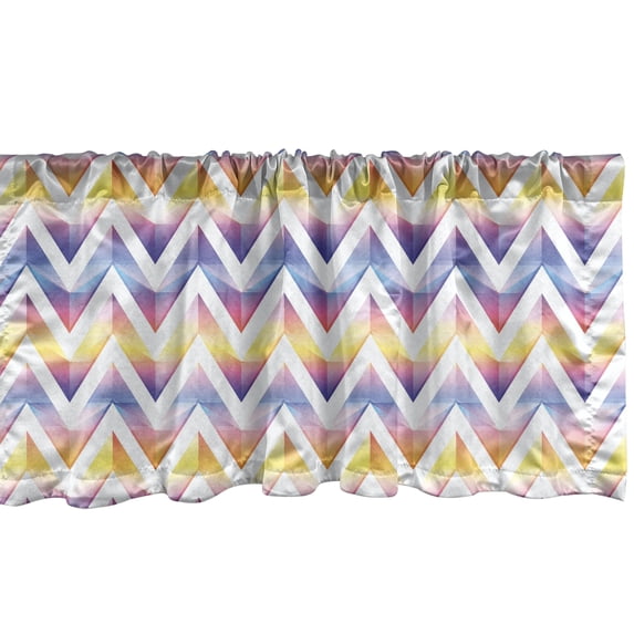 Ambesonne Chevron Window Valance, Colorful Zigzag PatternArt, 42" x 18", White and Multicolor
