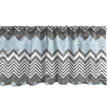 Ambesonne Chevron Window Valance, Contemporary Zigzags, 54" X 12", Sky Blue Charcoal Grey