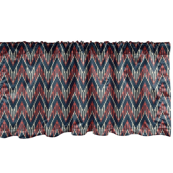 Ambesonne Chevron Window Valance, Geometric Zigzags Pattern, 42" x 18", Indigo and Cinnamon