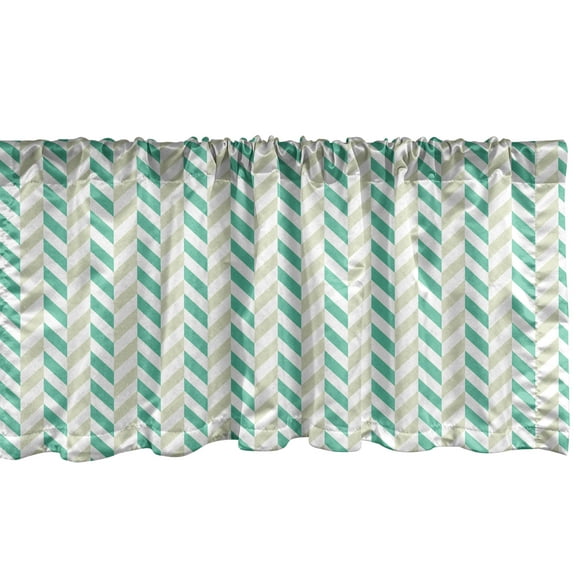 Ambesonne Chevron Window Valance, Herringbone Springtime, 42" x 12", Sea Green Eggshell White